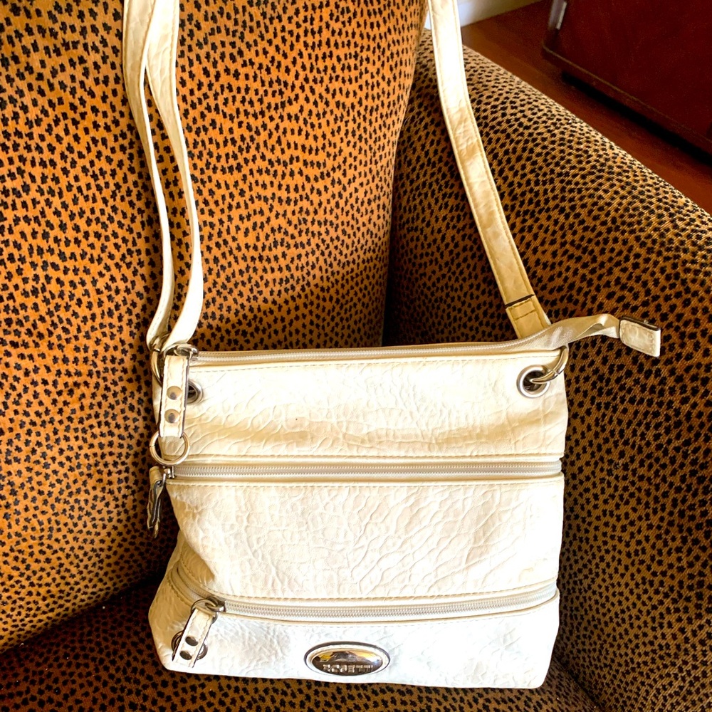 Elegant Rosetti Cream crossbody Bag with lots of compartments